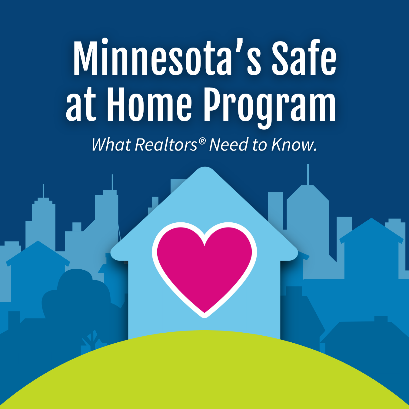 Graphic of a blue house in a neighborhood with the title 